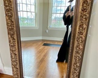 SOLD-       Carved Wood Floor Standing Mirror