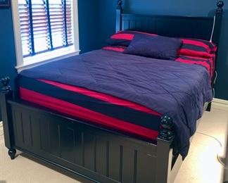 SOLD-    Navy Painted Full Sized Bed with Remote Controlled Tempur-Pedic Mattress 