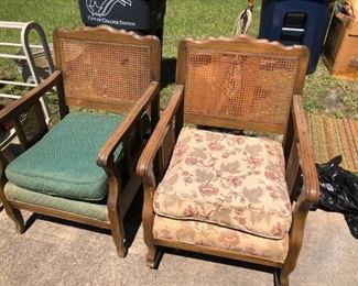 1920's  cane back chair and rocker-matches sofa.