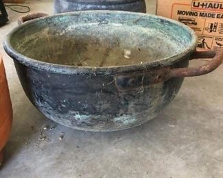 antique cast flower pot