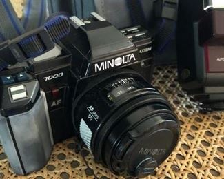 Minolta 7000 35mm kit- bag, telephoto lens, flash