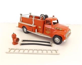 Vintage Tonka Metal No. 5 Firetruck and Accessories
