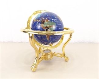 MINT Higher End 10" Brass Gemstone Globe
