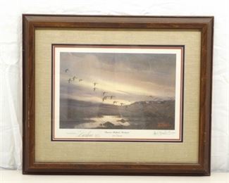 RARE Framed and Matted&nbsp;Pencil Signed Les Kouba, Personalized "Prairie Pothole Pintails" Pheasant Limited Edition Print
