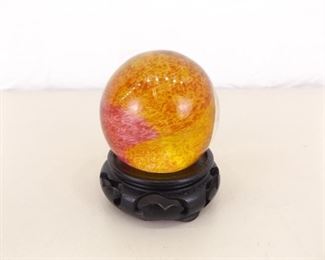 Local Artist Signed "Andrew Shea" Art Glass Paperweight on Stand
