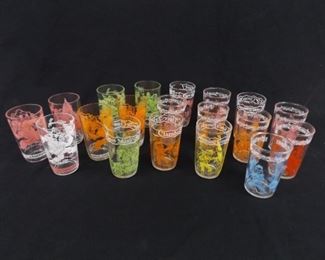 18 Vintage 1950's Howdy Doody and Davy Crockett Drinking Glasses
