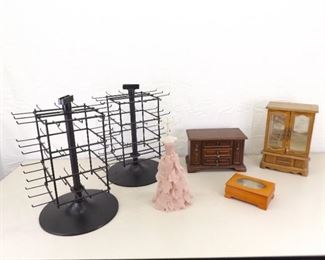 Lot of Various Jewelry Stands, Displays, and Boxes
