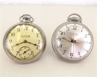 2 Working Vintage Ingraham And Westclox Dollar Pocket Watches
