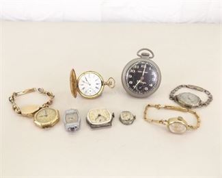 Lot of Various Winding Pocket and Wrist Watch Parts, Need Servicing, etc.
