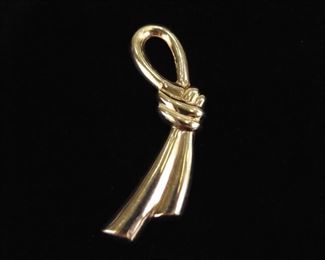 Large 14k Yellow Gold Ribbon Brooch
