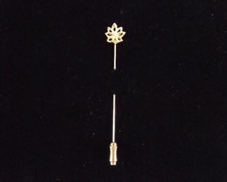 14k Yellow Gold Diamond Accented Flower Pin

