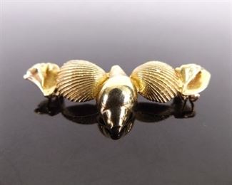 14k SOLID Yellow Gold Shell Slide Pendant
