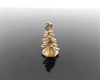 14k Yellow Gold Pine Tree Charm/Pendant
