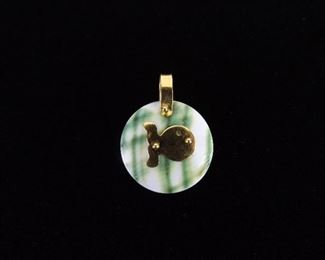 18k Yellow Gold Shell and Fish Charm/Pendant
