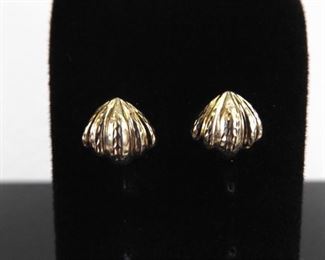 14k SOLID Yellow Gold Shell Earrings
