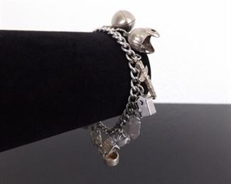 Vintage .925 Sterling Silver Charm Bracelet w/13 Charms
