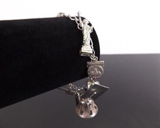 Vintage .925 Sterling Silver Charm Bracelet w/9 Charms
