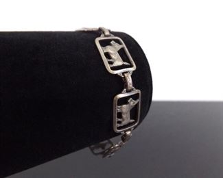 Vintage .925 Sterling Silver Schnauzer Dog Bracelet
