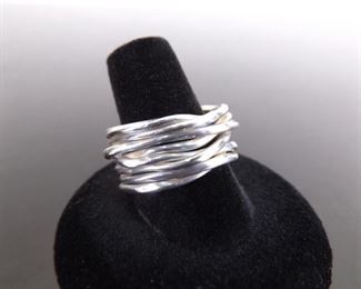 .925 Sterling Silver Birds Nest Ring Size 9
