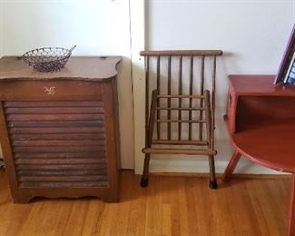 hamper, side table, foot rest stool
