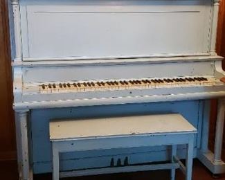 antique blue piano