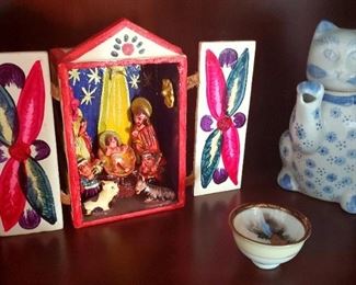 $20 - Cat Teapot $10 - Japanese Dish SOLD - Nativity Scene
