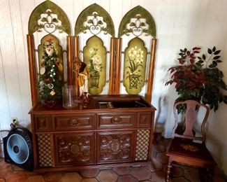 $50 - Tin Room Divider $300 - Magnavox Astro - Sonic Turntable Console