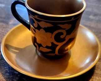 $10 -Gold & Black Acrylic Demi Tasse Cup & Saucer