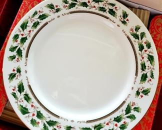 $200 - Whole Set - Royal Limited China - Holly Holiday Set; Huge box of dinner plates, saucers, cups, bowls, service pieces