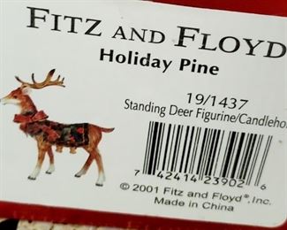 SOLD-Fitz & Floyd - Holiday Pine Candleholder