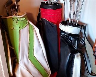 $20 each - Vintage Leather Golf bags $10 each - Clubs