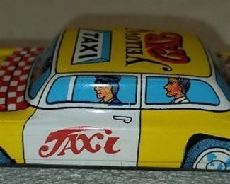 Vintage Yellow Taxi Cab Metal Car
