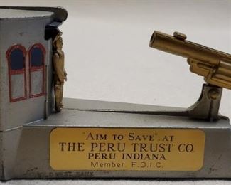 Vintage Cast Iron Peru Trust Co Wild West Bank
