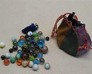 Estate lot of marbles with bag
