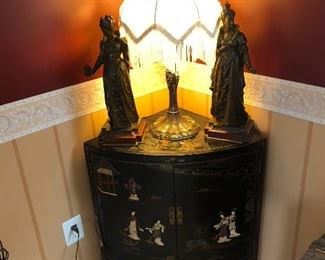 Asian corner piece, antique French bronze statues have been sold