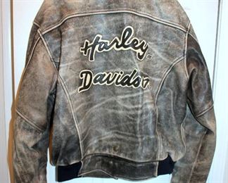 #23 - Harley-Davidson Bronco Distressed Leather Bomber Jacket - men's large
