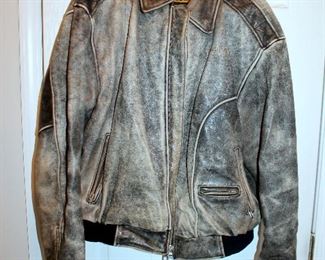 #23 - Harley-Davidson Bronco Distressed Leather Bomber Jacket - men's large