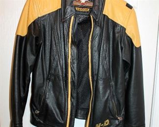 #25 - Harley-Davidson Yellow / Black Leather Jacket - women's small