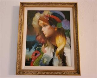 1050:Framed Canvas Painting-Signed
Appears to be signed by Mario Measures Approx 24×20