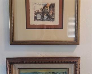 2 Framed Painted Artwork
Signatures Unknown, Measures Approx 10×18, 16×17