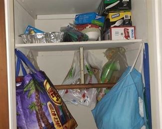 Closet full of plastic utensils reusable bags and more!
Closet full of plastic utensils forks, spoons, cups, napkins, reusable bags. Some items are brand new in package.