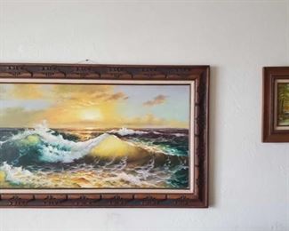 2 Signed Framed Paintings
Artists unknown. Measures approx from 32"x57" to 15"x17" Small painting signed possibly by k mccaine