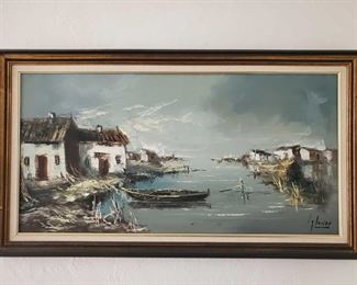 Framed Paitned Canvas-Signed
Signature Unknown, Measures approx 24"×43"