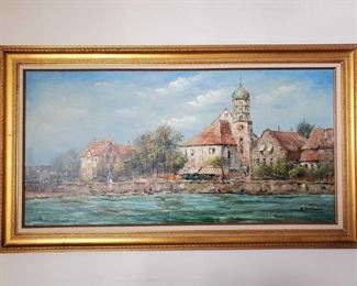 Framed Painted Canvas- Signed
Appear to be signed by X.Rabous. Measures Approx 31"×55"