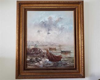 Framed Painted Canvas-Signed
Appears to be signed by Nobert. Measures approx 28"×32"