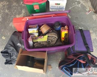 Camping Supplies flash light propane, inflatable mattress, ice chest, picnic table and more!