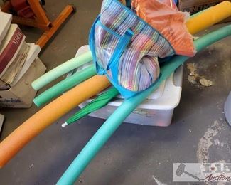 Pool Noodles, Swimming Shoes, Inflatable Pool Rafts and Water Toys