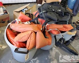 Approx 12 Life Jackets with Trashcans