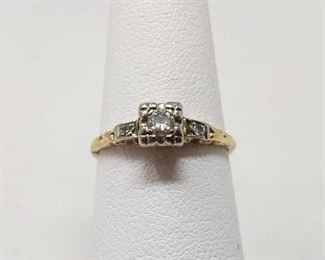 14k Gold Diamond Ring, 1.4g
Weighs approx 1.4g, Diamond Size Approximately 1/16k, Ring Size Approximately 6