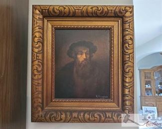 Signed Framed Oil on Canvas By K.Kusenzov. Konstantin Konstantinovich Kuznetsov A Russian Artist
Measures approx 13"x15"
Signed Painting By K.Kusenzov. Konstantin Konstantinovich Kuznetsov A Russian Artist
Artist biography
(1895 - 1980)
Konstantin Konstantinovich Kuznetsov was active/lived in Russian Federation. He is known for paintings
Konstantin Kuznetsov was born in 1895 in St. Petersburg and became a very well known illustrator in the Soviet Union.
As of 1944 he was in a prisoner of war camp in Yugoslavia, and after the war would later live in Munich before emigrating for the United States ,
where he would continue his career as an illustration artist..Konstantin Konstantinovich Kuznetsov arrived in Los Angeles from Russia in 1948.
His illustrations and paintings, influenced by Ilya Repin’s historical paintings and Belinin’s fairy-tale folk style, quickly found favor with the Russian community
In the 1950s, Kuznetsov met the Russian-born Sonia Colefax, who was quickly captivate